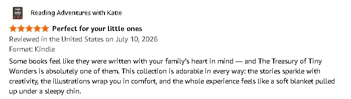 5-star Amazon review by Reading Adventures with Katie titled "Perfect for your little ones"